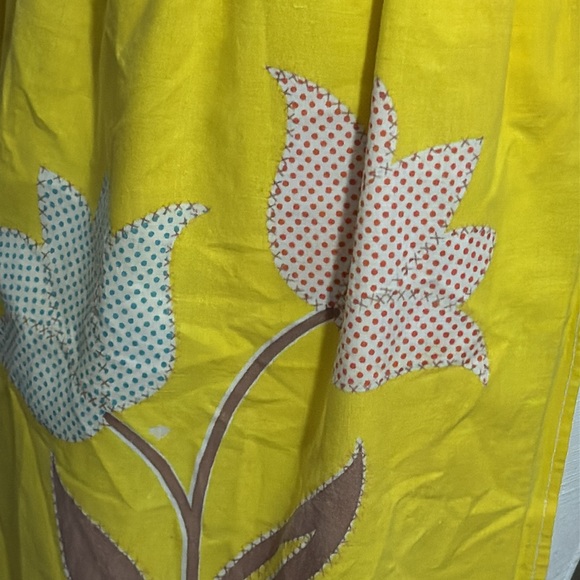Vintage Apron-Bright Yellow Floral with Mini Polka Dot Print-EUC - Picture 7 of 12
